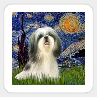 Shih Tzu in Van Gogh's Starry Night (adapted) Sticker